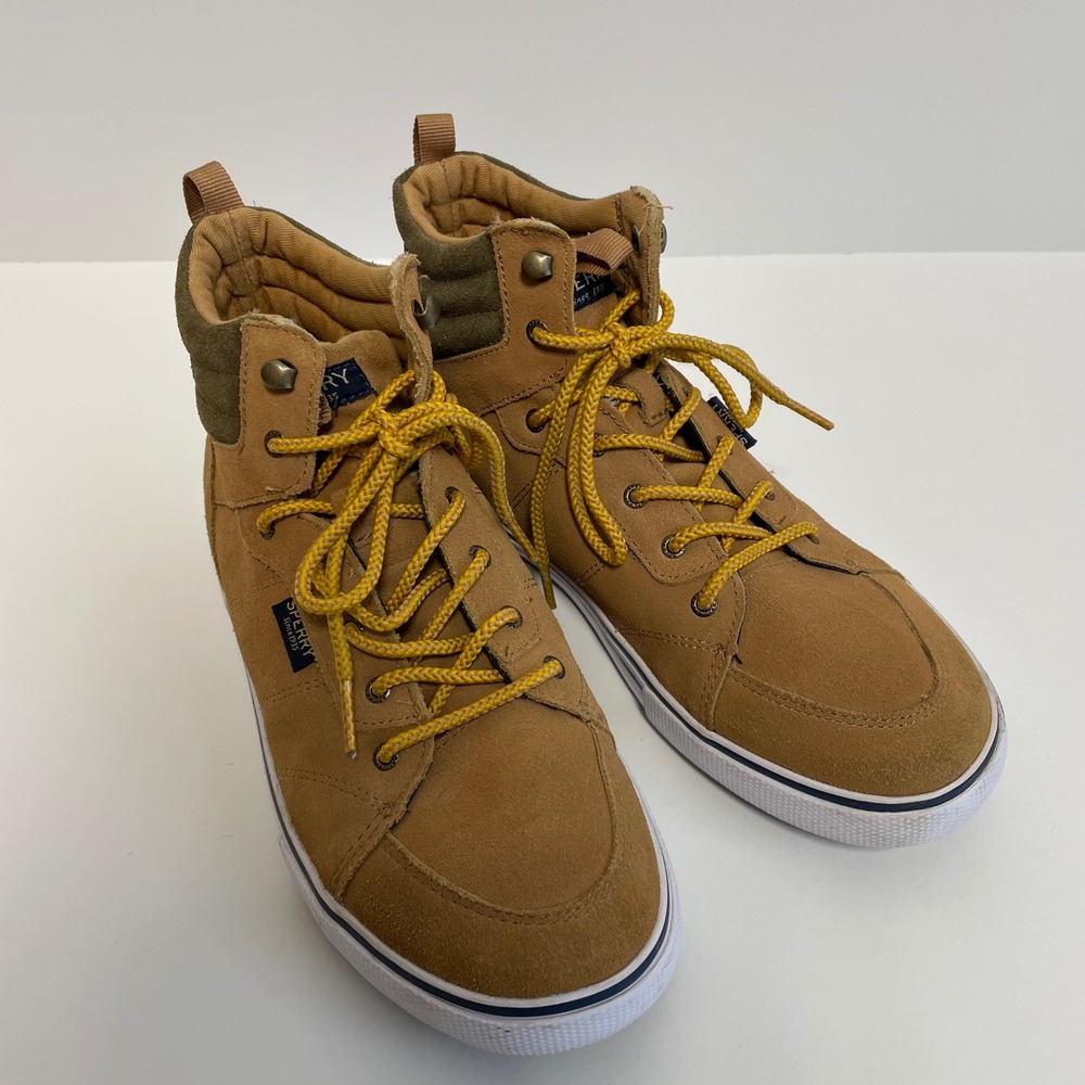Sperry‎ Top Sider Men's Tan Suede High Top Lace Up Sneakers Size 6